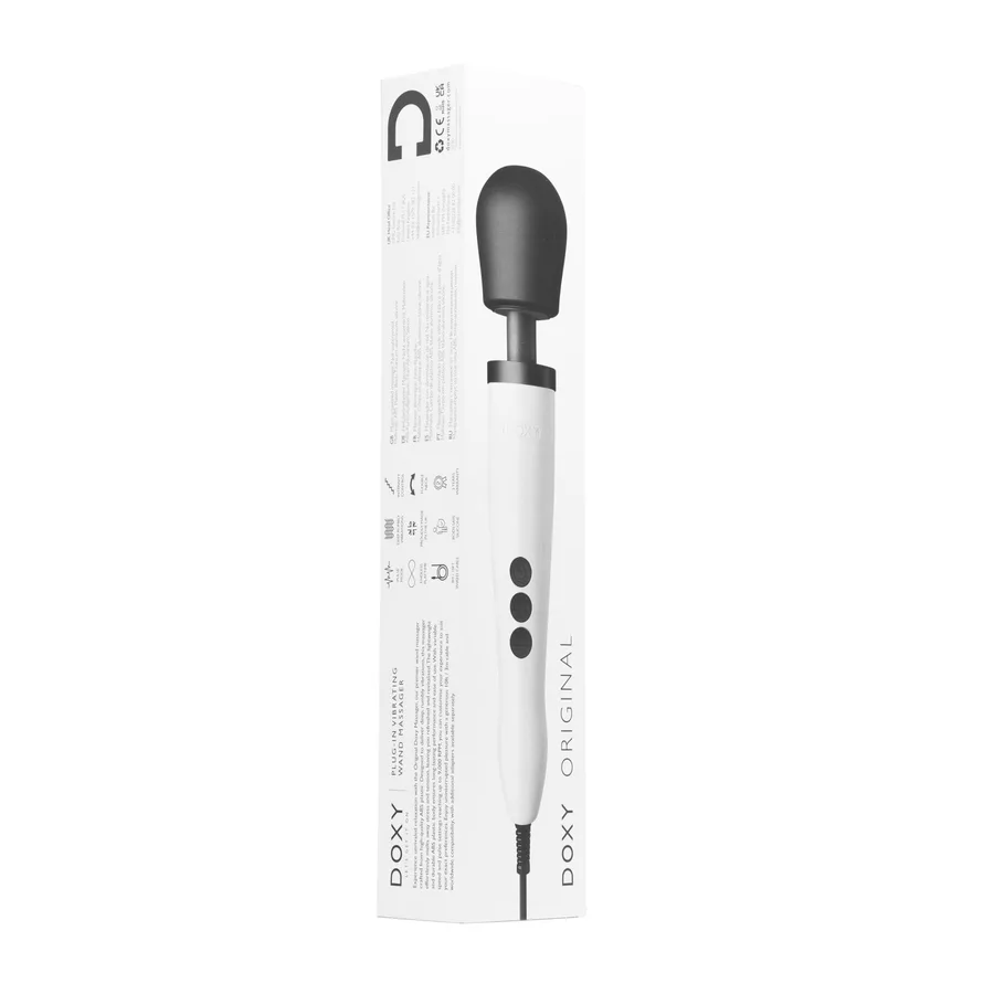 Вібромасажер DOXY Original White, дуже потужний, живлення 220В, пульсівні вібрації