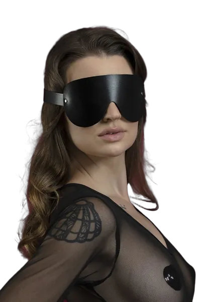 Маска на очі Feral Feelings - Blindfold Mask, натуральна шкіра, чорна