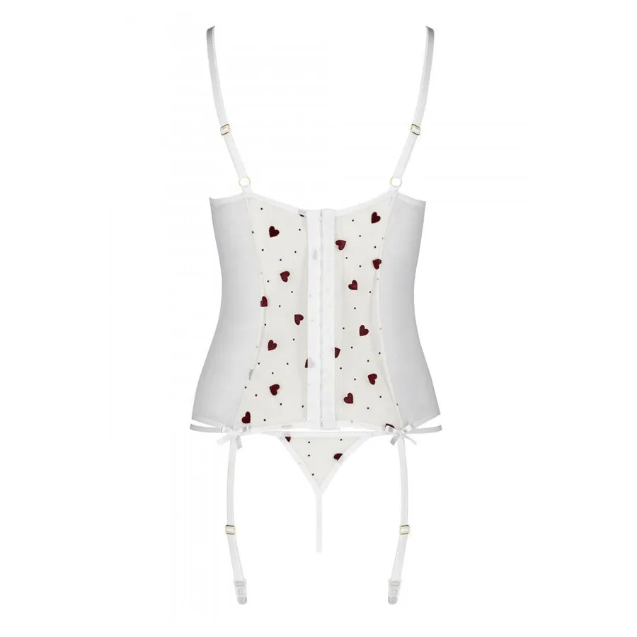 Корсет з підв'язками, стрінги Passion LOVELIA CORSET XXL/XXXL, white