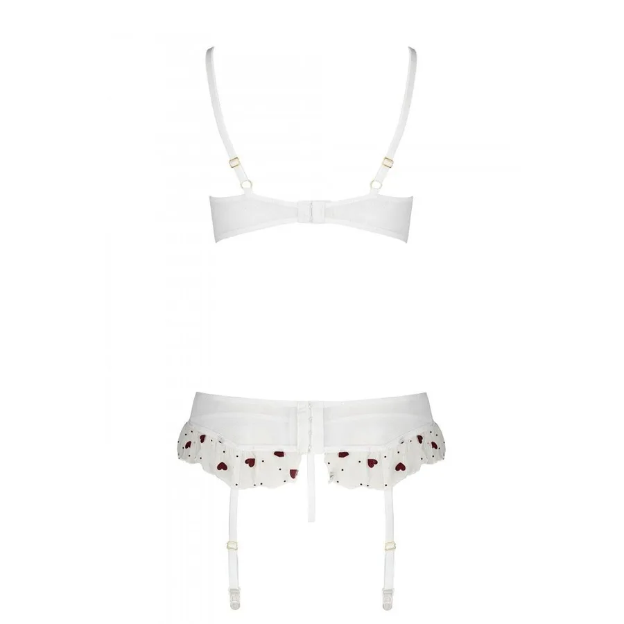 Сексуальний комплект з поясом для панчіх Passion LOVELIA SET XXL/XXXL, white