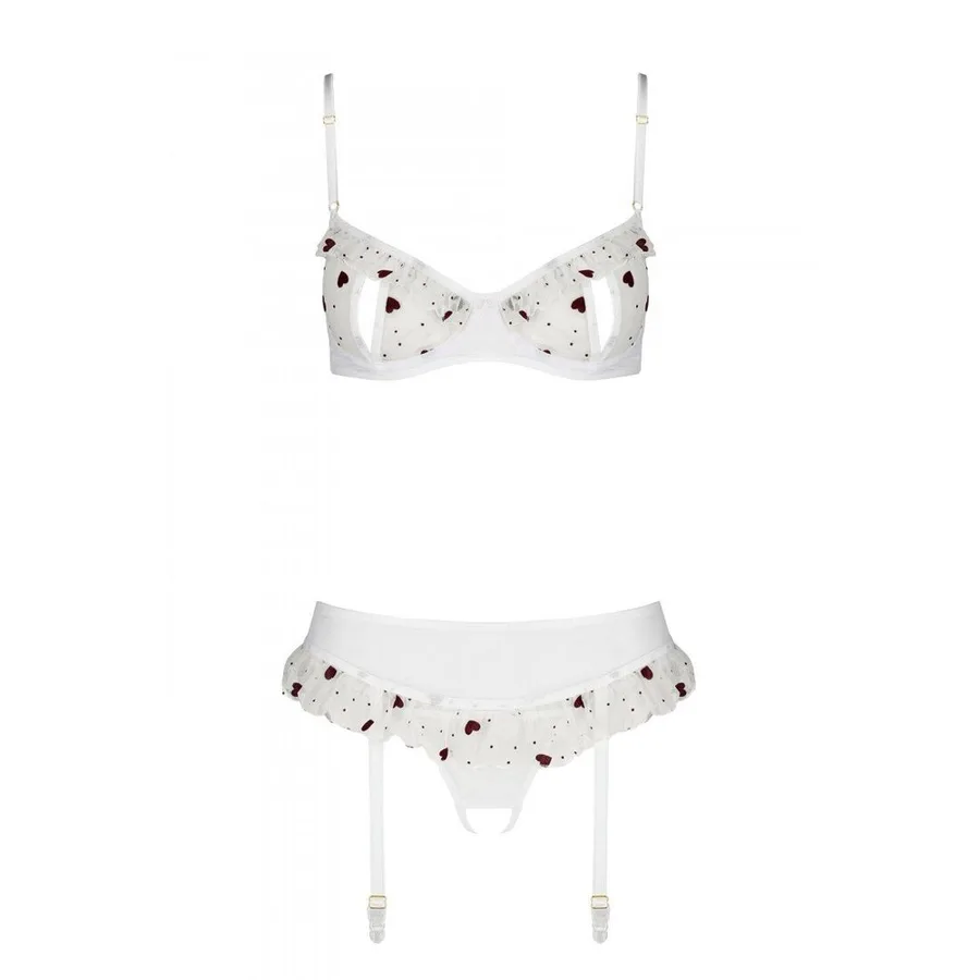 Сексуальний комплект з поясом для панчіх Passion LOVELIA SET XXL/XXXL, white