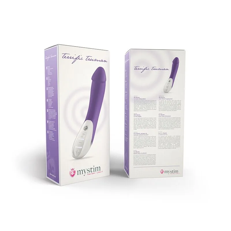 Мощный вибратор Mystim Terrific Truman Purple с двумя моторами и выраженной головкой