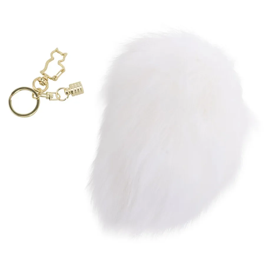 Металева анальна пробка — кролячий хвіст LOCKINK SEVANDA White Bunny-Tail Anal Pear-shape Plug