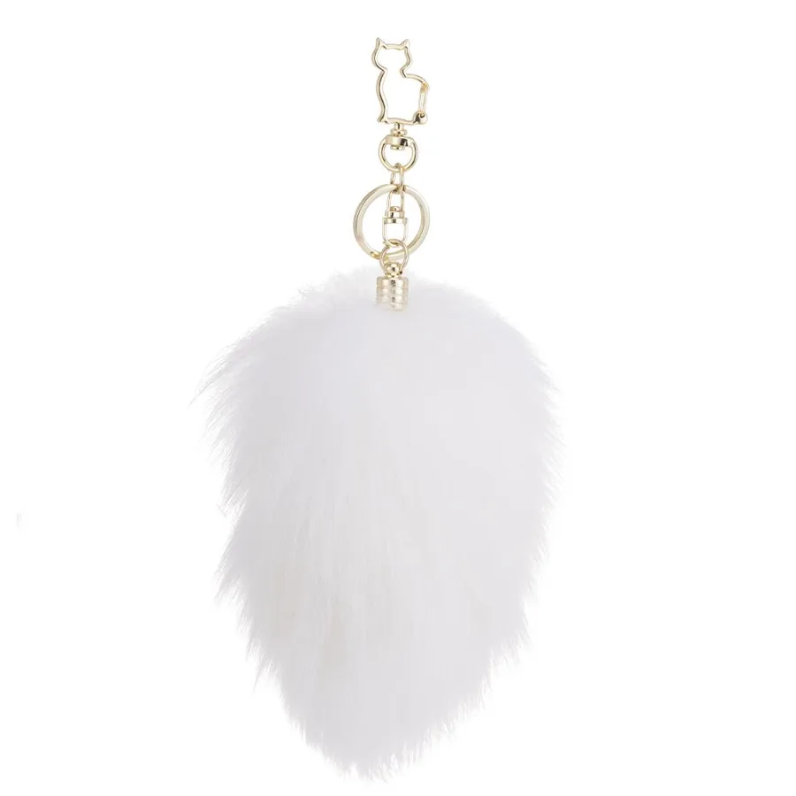 Металева анальна пробка — кролячий хвіст LOCKINK SEVANDA White Bunny-Tail Anal Pear-shape Plug