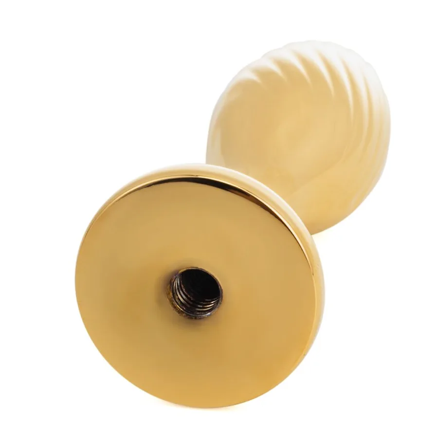 Металева анальна пробка — кролячий хвіст LOCKINK SEVANDA White Bunny-Tail Anal Pear-shape Plug