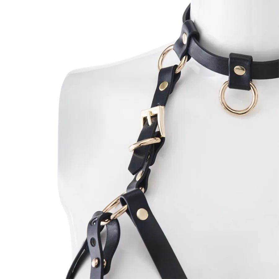 Портупея на грудь LOCKINK SEVANDA Queen Chest Harness with Removable Bra, черная, со съемными пэстис