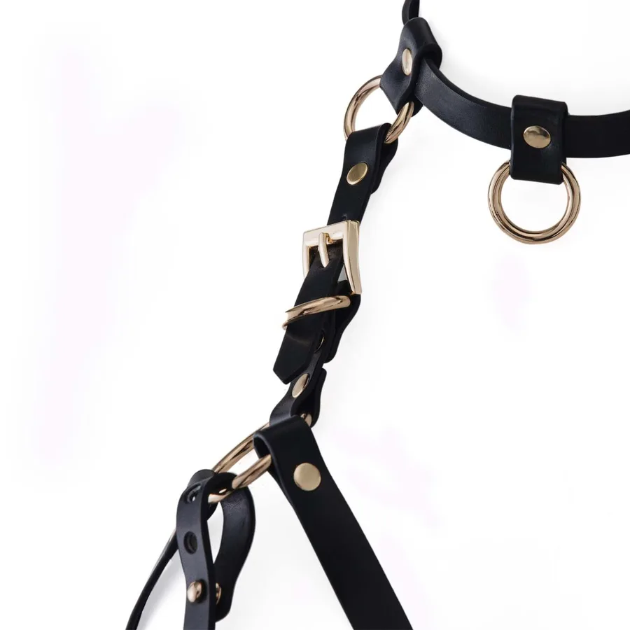 Портупея на грудь LOCKINK SEVANDA Queen Chest Harness with Removable Bra, черная, со съемными пэстис
