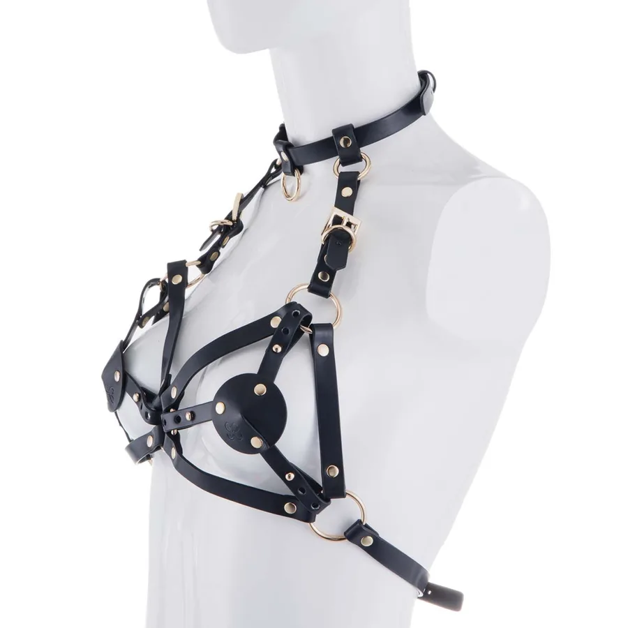 Портупея на грудь LOCKINK SEVANDA Queen Chest Harness with Removable Bra, черная, со съемными пэстис