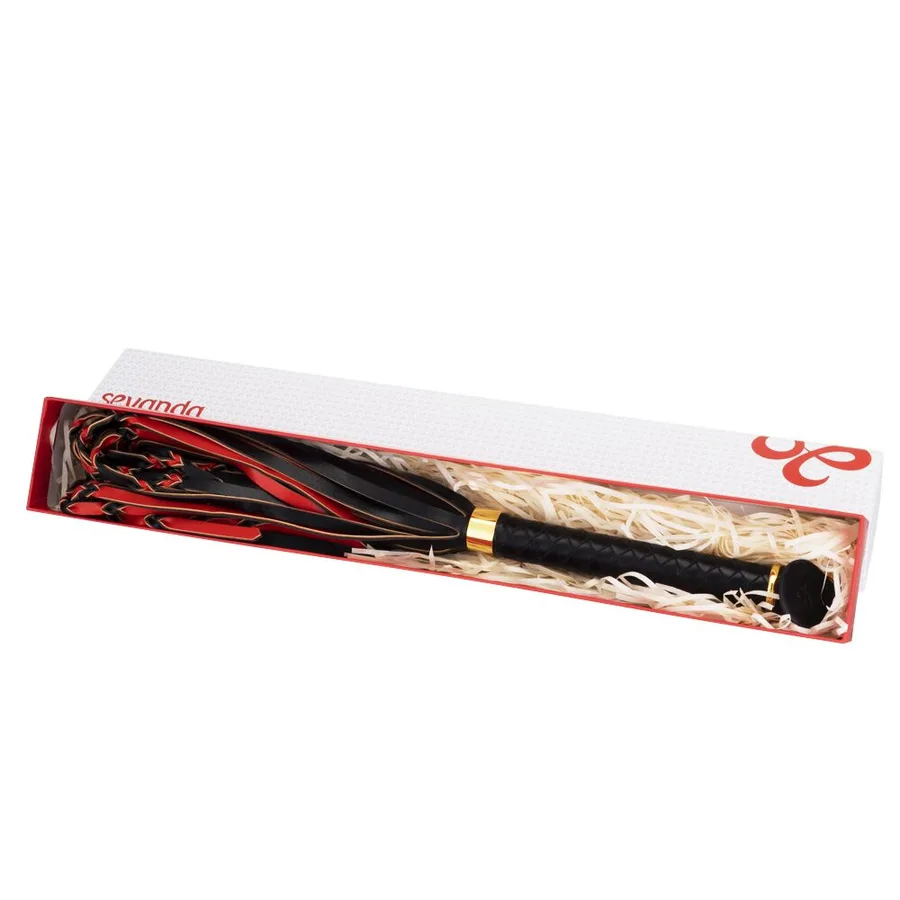 Флогер LOCKINK SEVANDA Red & Black Braided Tail Flogger, червоно-чорний, хвости з вузликами