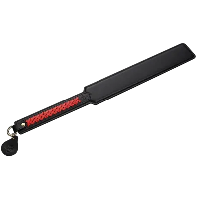 Паддл LOCKINK SEVANDA Braided-handle Spanking Paddle, чорно-червоний, гладенький, з плетінням на ручці