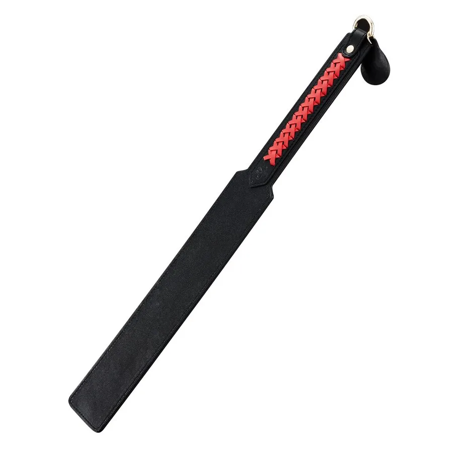 Паддл LOCKINK SEVANDA Braided-handle Spanking Paddle, чорно-червоний, гладенький, з плетінням на ручці