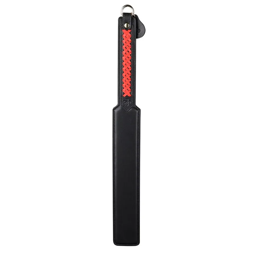 Паддл LOCKINK SEVANDA Braided-handle Spanking Paddle, чорно-червоний, гладенький, з плетінням на ручці