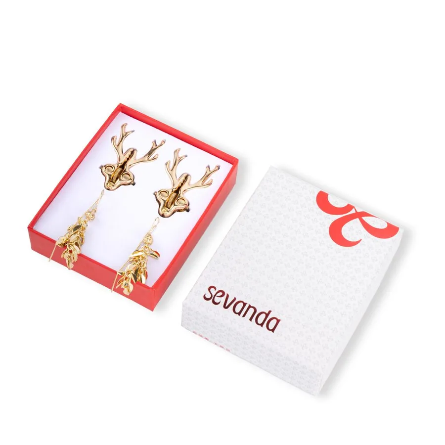 Зажимы для сосков LOCKINK SEVANDA Stag Adjustable Nipple Clamps, золотистые, со съемными подвесками