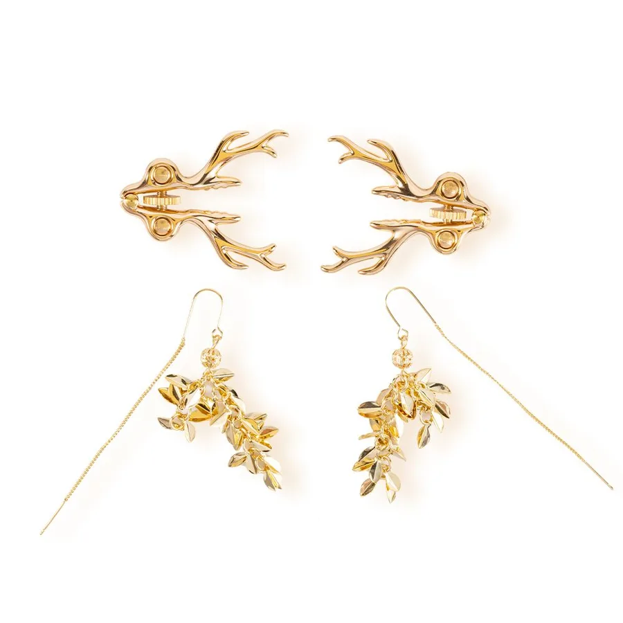 Зажимы для сосков LOCKINK SEVANDA Stag Adjustable Nipple Clamps, золотистые, со съемными подвесками