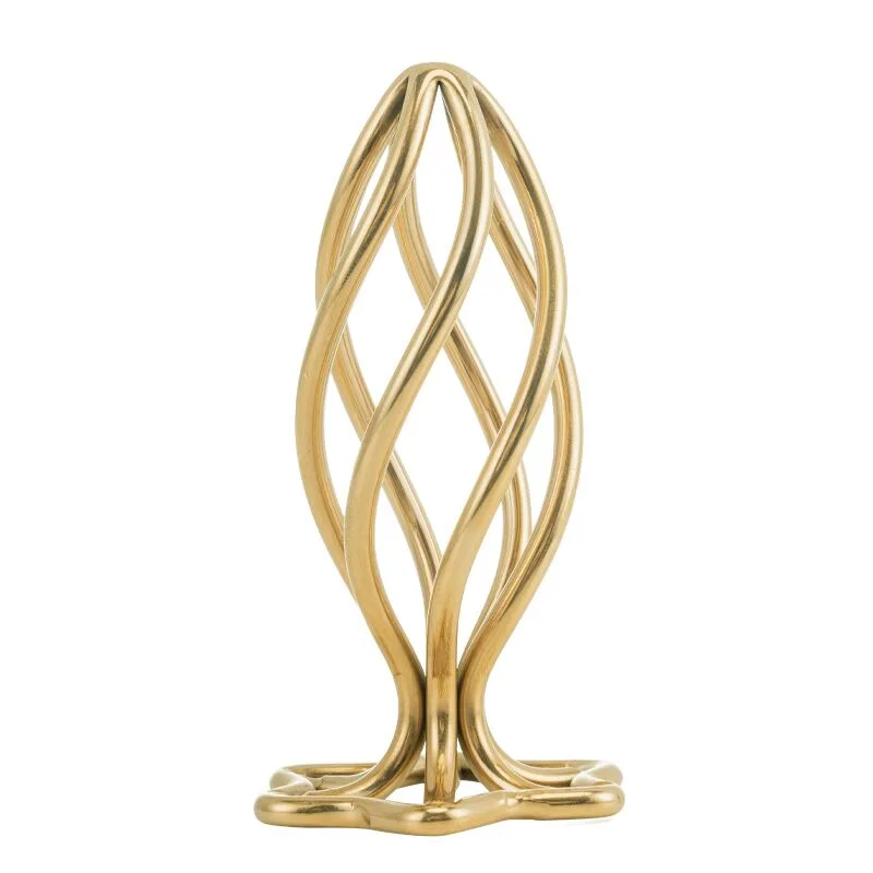 Металева анальна пробка LOCKINK SEVANDA Hollow Spiral Golden, S, золотиста, діаметр 2,6 см