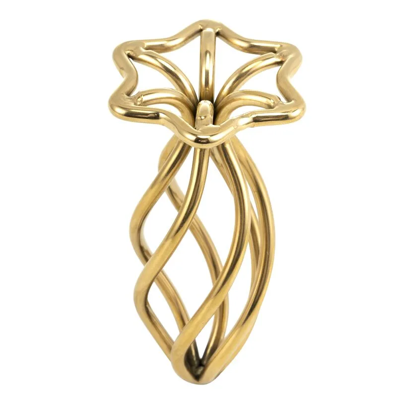 Металева анальна пробка LOCKINK SEVANDA Hollow Spiral Golden, L, золотиста, діаметр 3,9 см