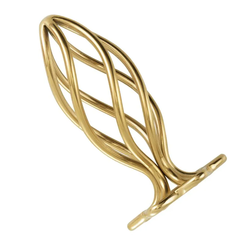Металева анальна пробка LOCKINK SEVANDA Hollow Spiral Golden, L, золотиста, діаметр 3,9 см