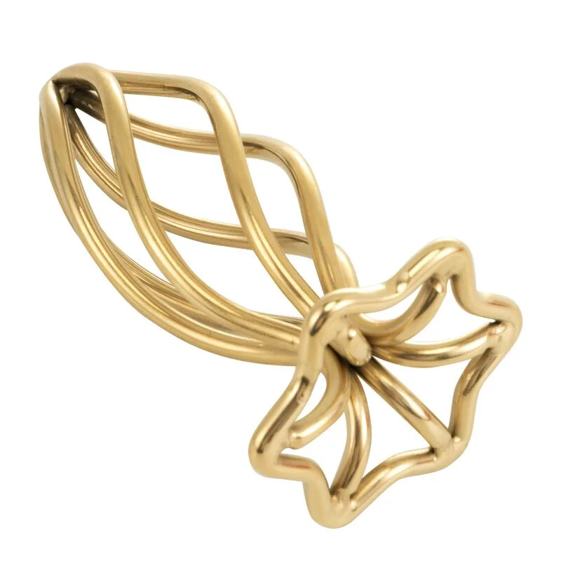 Металева анальна пробка LOCKINK SEVANDA Hollow Spiral Golden, L, золотиста, діаметр 3,9 см