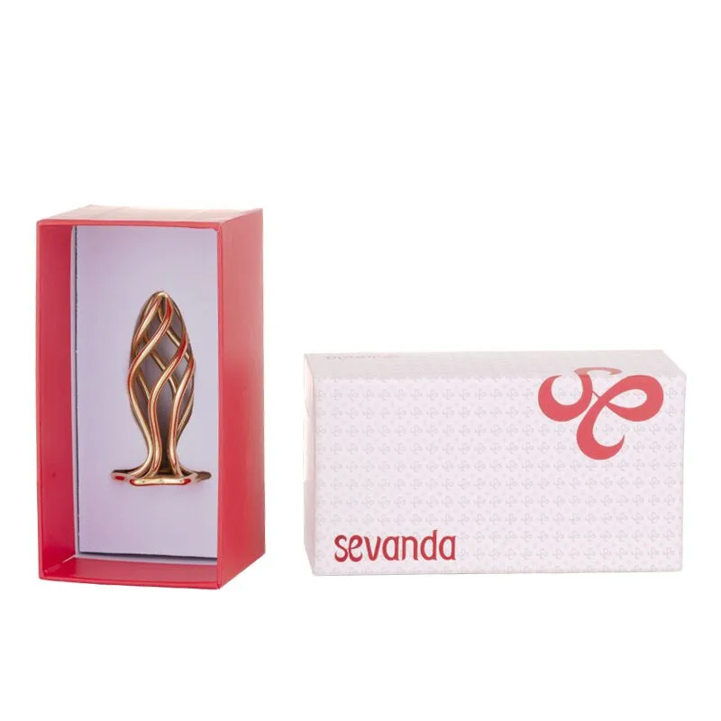Металева анальна пробка LOCKINK SEVANDA Hollow Spiral Golden, L, золотиста, діаметр 3,9 см