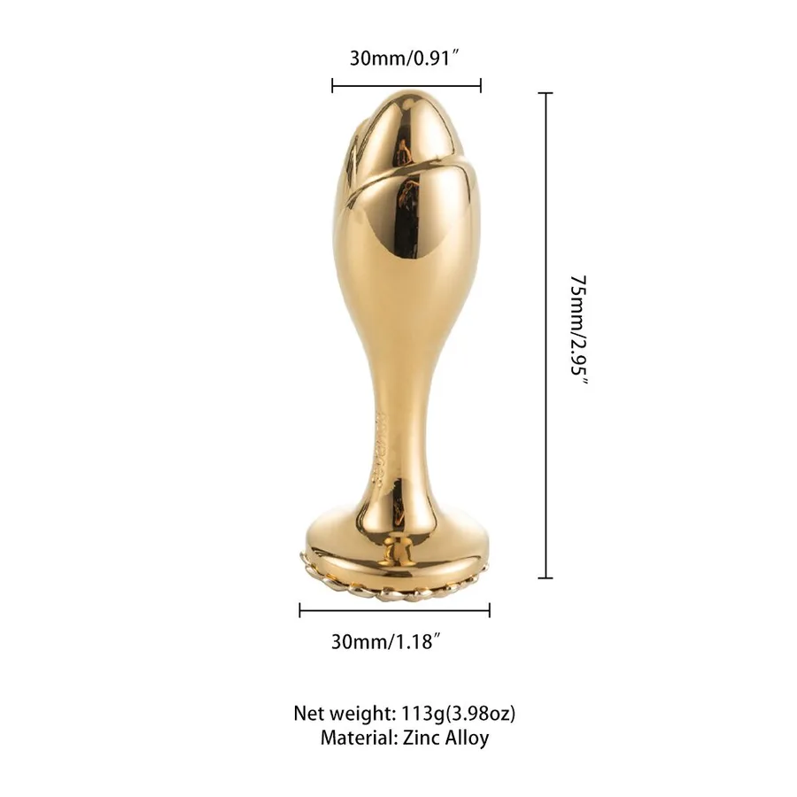 Металева анальна пробка LOCKINK SEVANDA Pearl Rose-shape Anal Plug, зі штучною перлиною