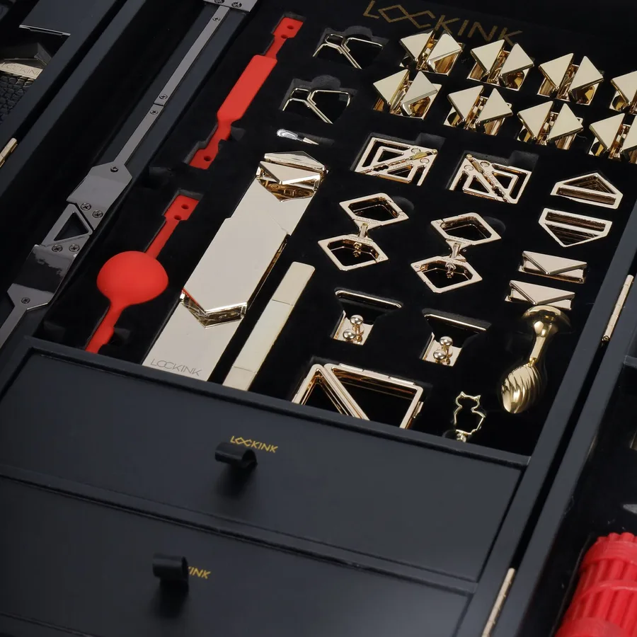 БДСМ-набір LOCKINK All-in-1 BDSM Play Kit, чорний, шкіра з тисненням, предмети для бондажу, шибарі, ваксплею