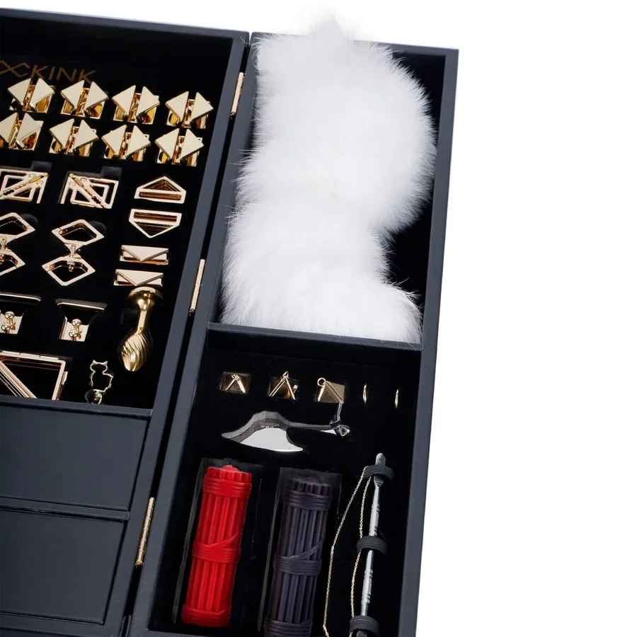 БДСМ-набір LOCKINK All-in-1 BDSM Play Kit, чорний, шкіра з тисненням, предмети для бондажу, шибарі, ваксплею