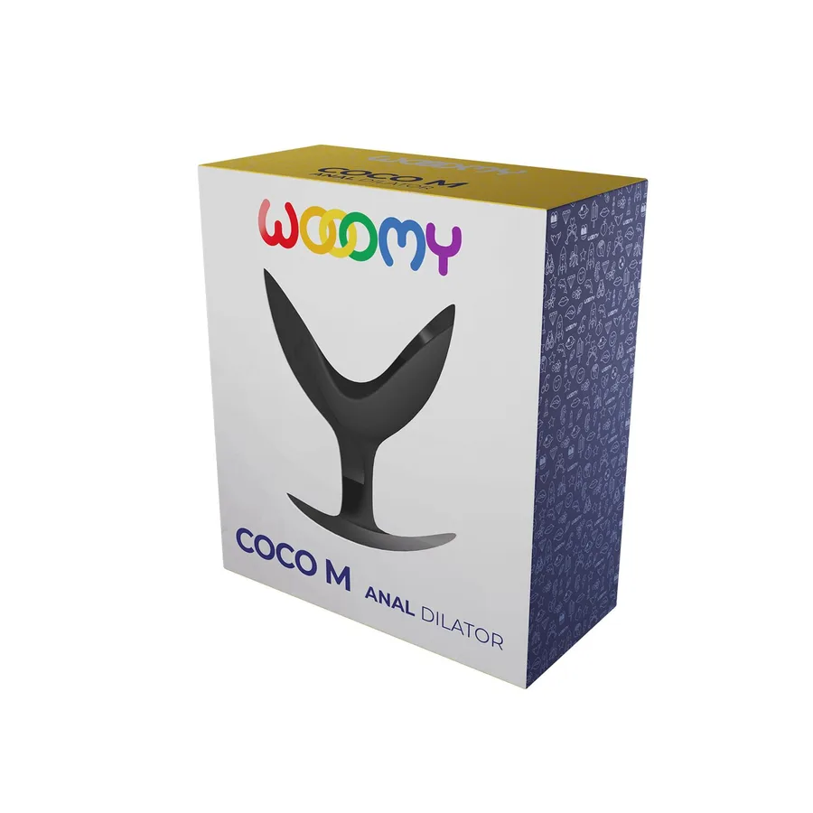Анальный расширитель Wooomy Coco M, черный, силиконовый, раздвоенный