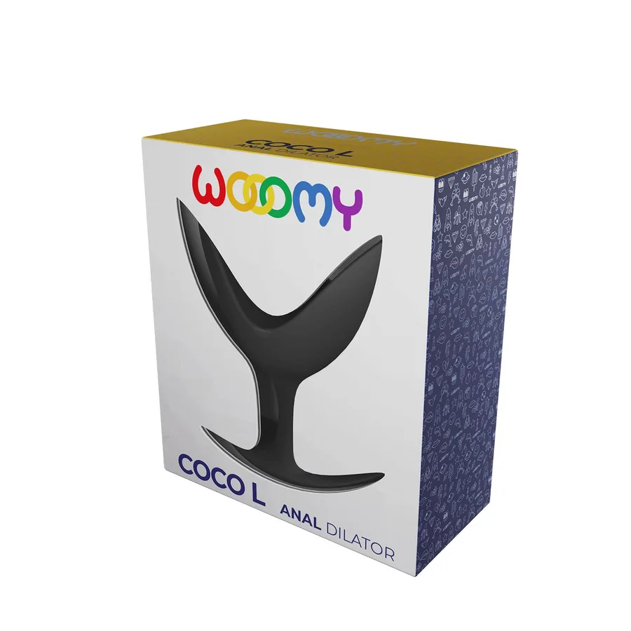 Анальный расширитель Wooomy Coco L, черный, силиконовый, раздвоенный