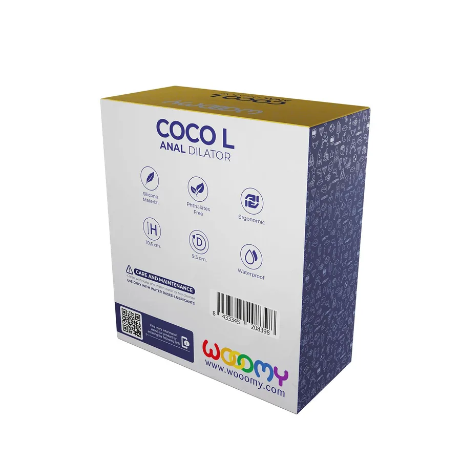 Анальный расширитель Wooomy Coco L, черный, силиконовый, раздвоенный