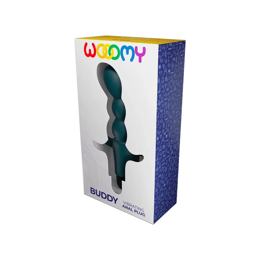 Анальний вібростимулятор Wooomy Buddy, темно-зелений, гнучкий, 10 режимів вібрації, знімна віброкуля
