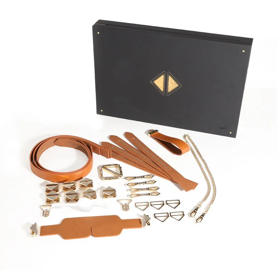 БДСМ-набор LOCKINK Bondage & Restraint Set, коричневый, натуральная кожа, фиксаторы, маска, кляп