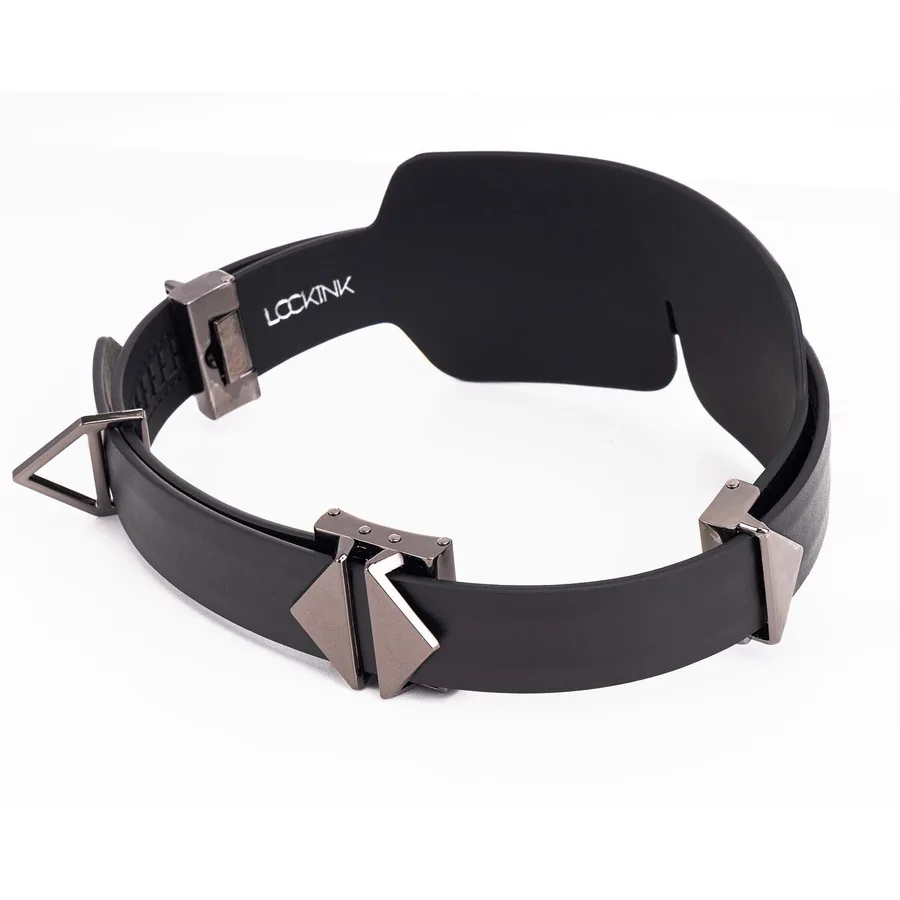 Маска на очі LOCKINK Blindfold Kit, чорна, натуральна шкіра, регульований обсяг