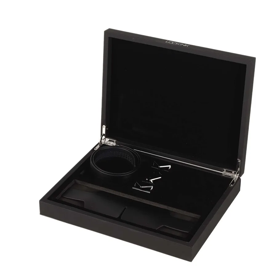 Маска на очі LOCKINK Blindfold Kit, чорна, натуральна шкіра, регульований обсяг