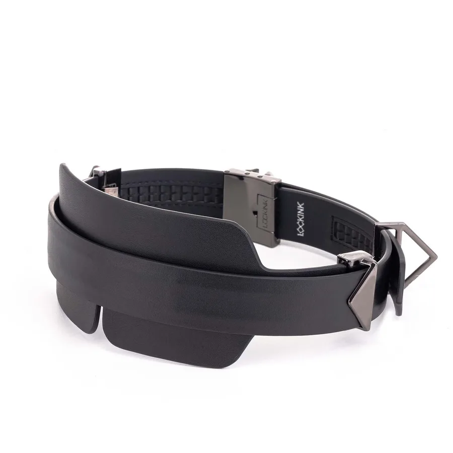 Маска на очі LOCKINK Blindfold Kit, чорна, натуральна шкіра, регульований обсяг