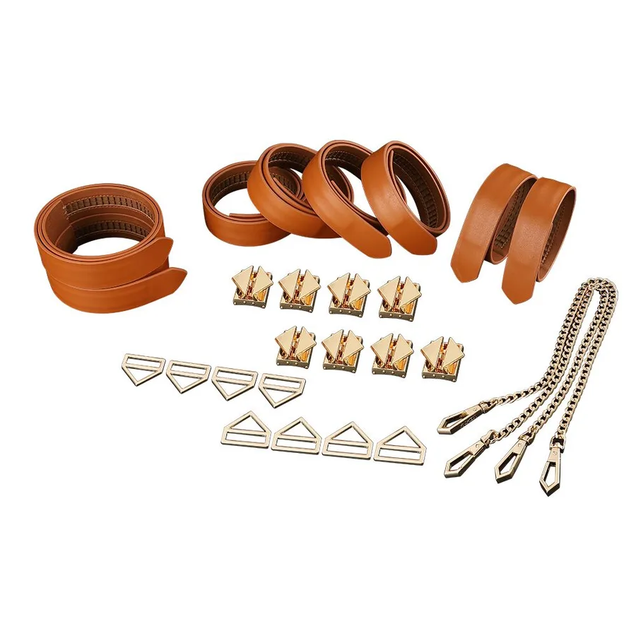 Набор для бондажа LOCKINK 8-Bondage-Straps Restraint Set, коричневый, 8 ремней из натуральной кожи