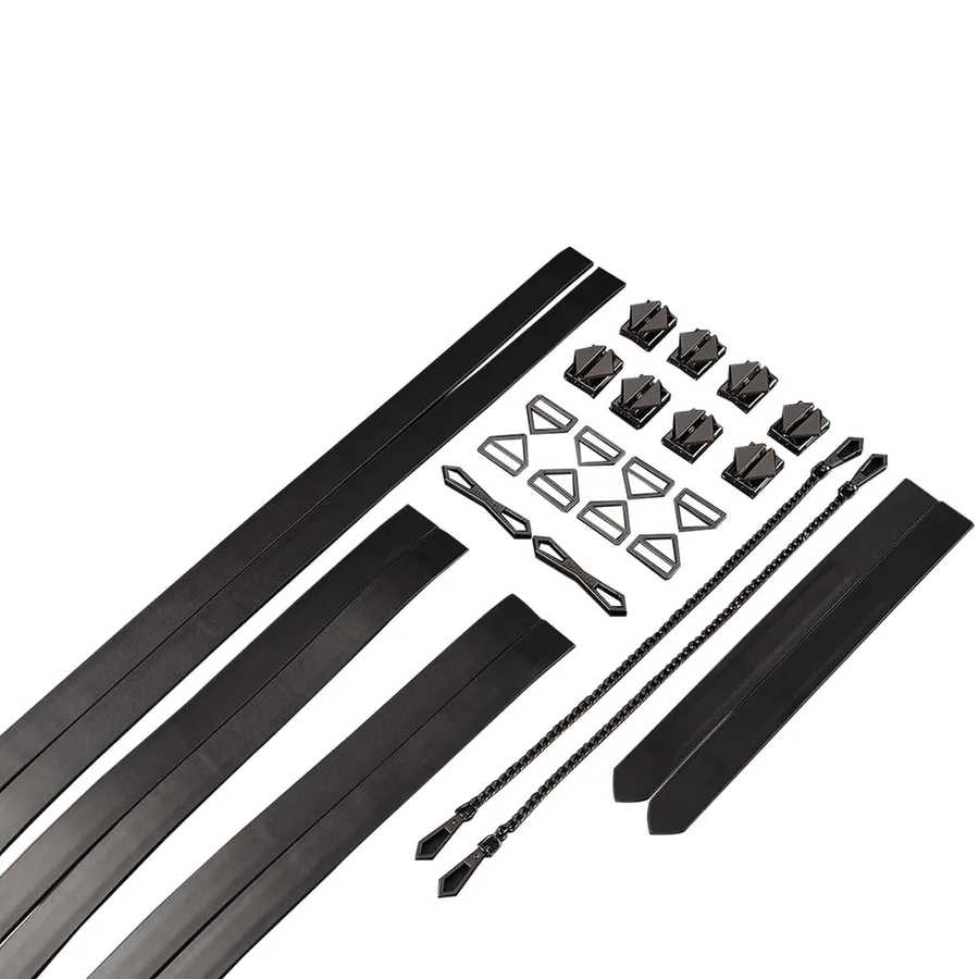 Набір для бондажу LOCKINK 8-Bondage-Straps Restraint Set, чорний 8 ременів з натуральної шкіри