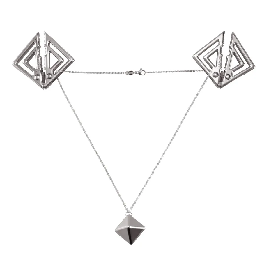 Затискачі для сосків з важкою підвіскою LOCKINK Adjustable Nipple Clamps with Heavy Pendant, під срібло