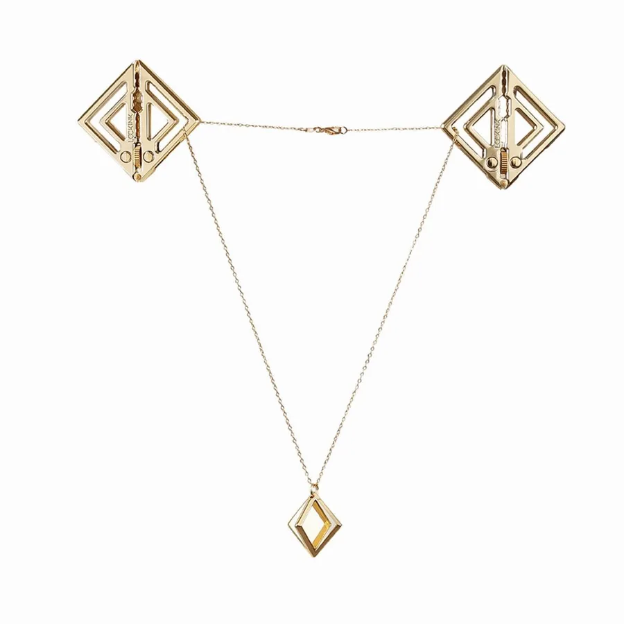 Зажимы для сосков с легкой подвеской LOCKINK Adjustable Nipple Clamps with Light Pendant, золотистые