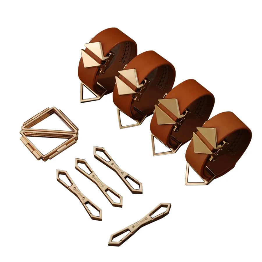 Набор фиксаторов для рук и ног LOCKINK Hogtie Set, коричневый, ремни из натуральной кожи