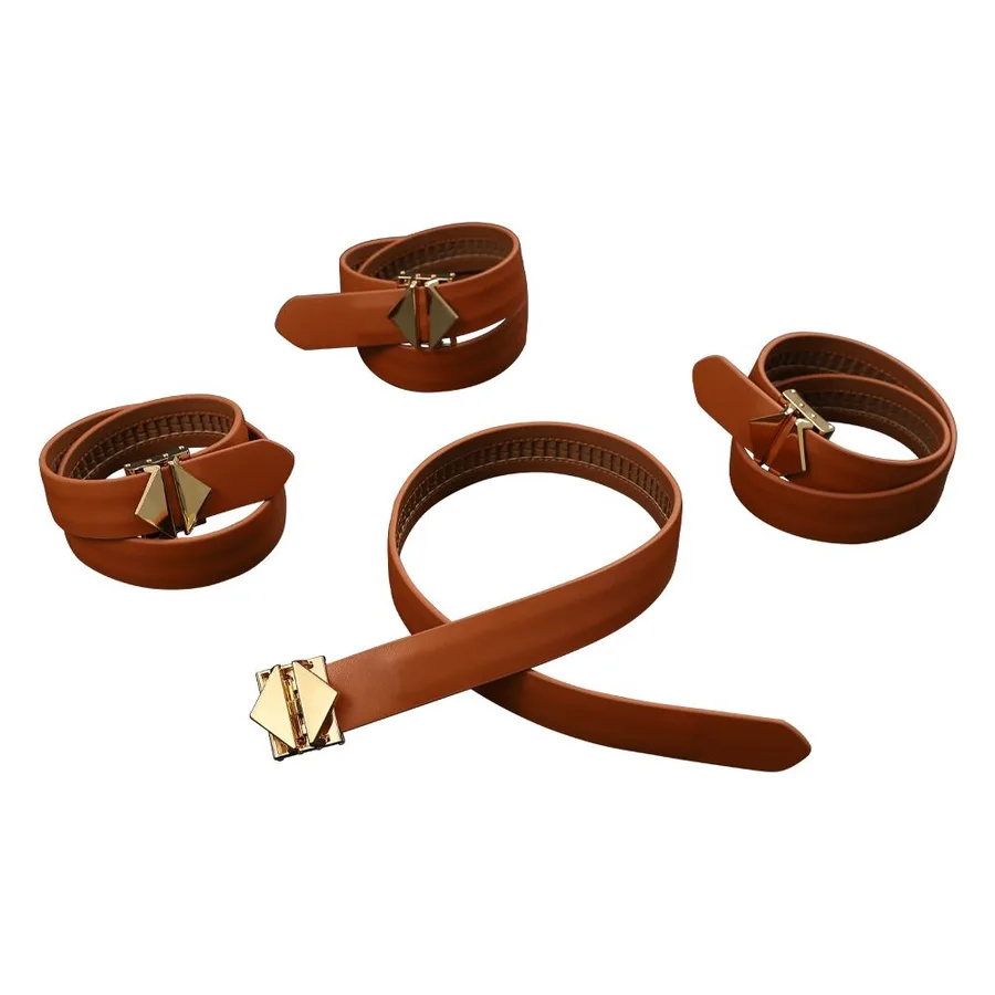 Набор фиксаторов для рук и ног LOCKINK Hogtie Set, коричневый, ремни из натуральной кожи