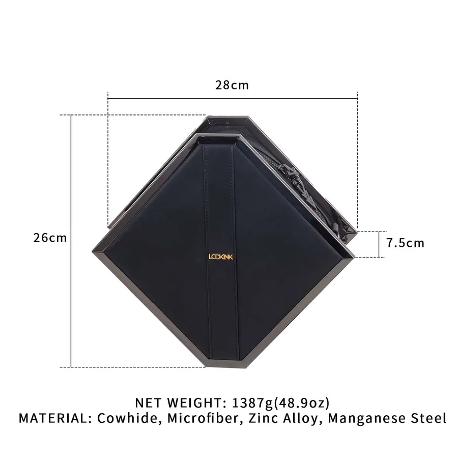 Сумка для секс-іграшок LOCKINK Mysterious Square Kink Bag, чорна, набір для бондажу в комплекті