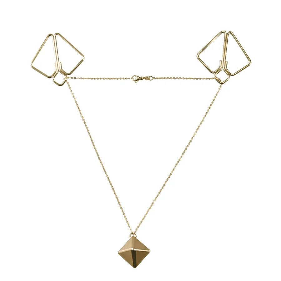 SX0844 Затискачі для сосків з важкою підвіскою LOCKINK Nipple Clamps with Heavy Pendant, золотисті