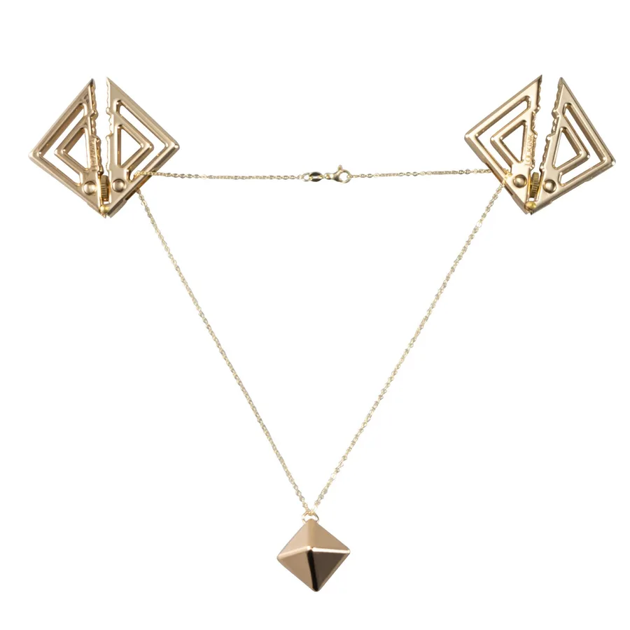Затискачі для сосків з важкою підвіскою LOCKINK Adjustable Nipple Clamps with Heavy Pendant, під золото