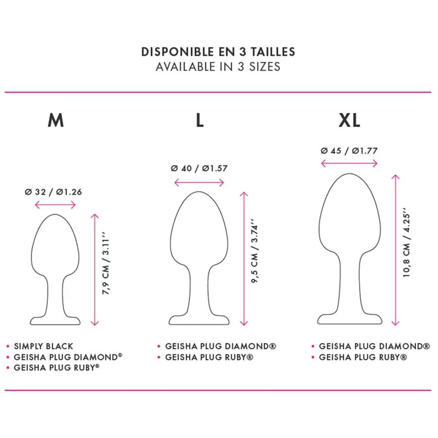 Анальна пробка Dorcel Geisha Plug Diamond M з кулькою всередині, створює вібрації, макс. діам. 3,2см