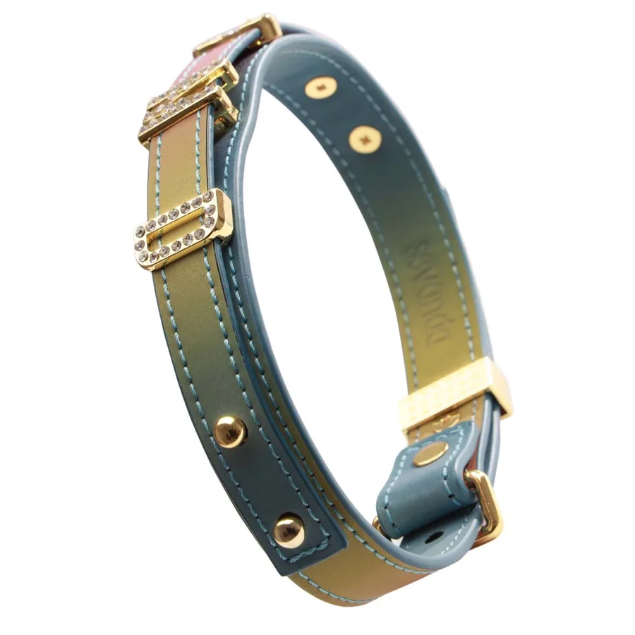 Нашийник LOCKINK Multi-color DIY Alphabet Collar, мультиколір, штучна шкіра, букви зі стразами