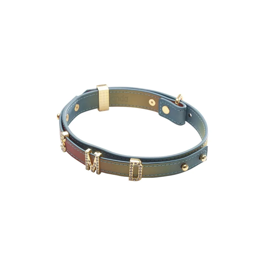 Нашийник LOCKINK Multi-color DIY Alphabet Collar, мультиколір, штучна шкіра, букви зі стразами