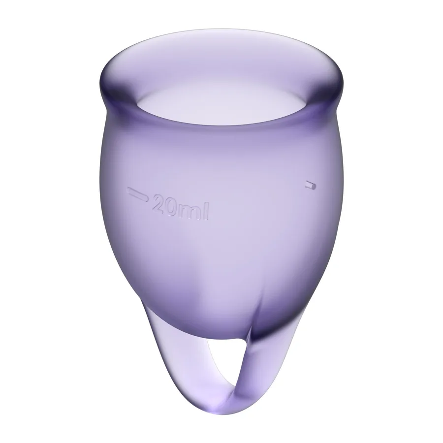 Набір менструальних чаш Satisfyer Feel Confident (lila), 15мл та 20мл, мішечок для зберігання