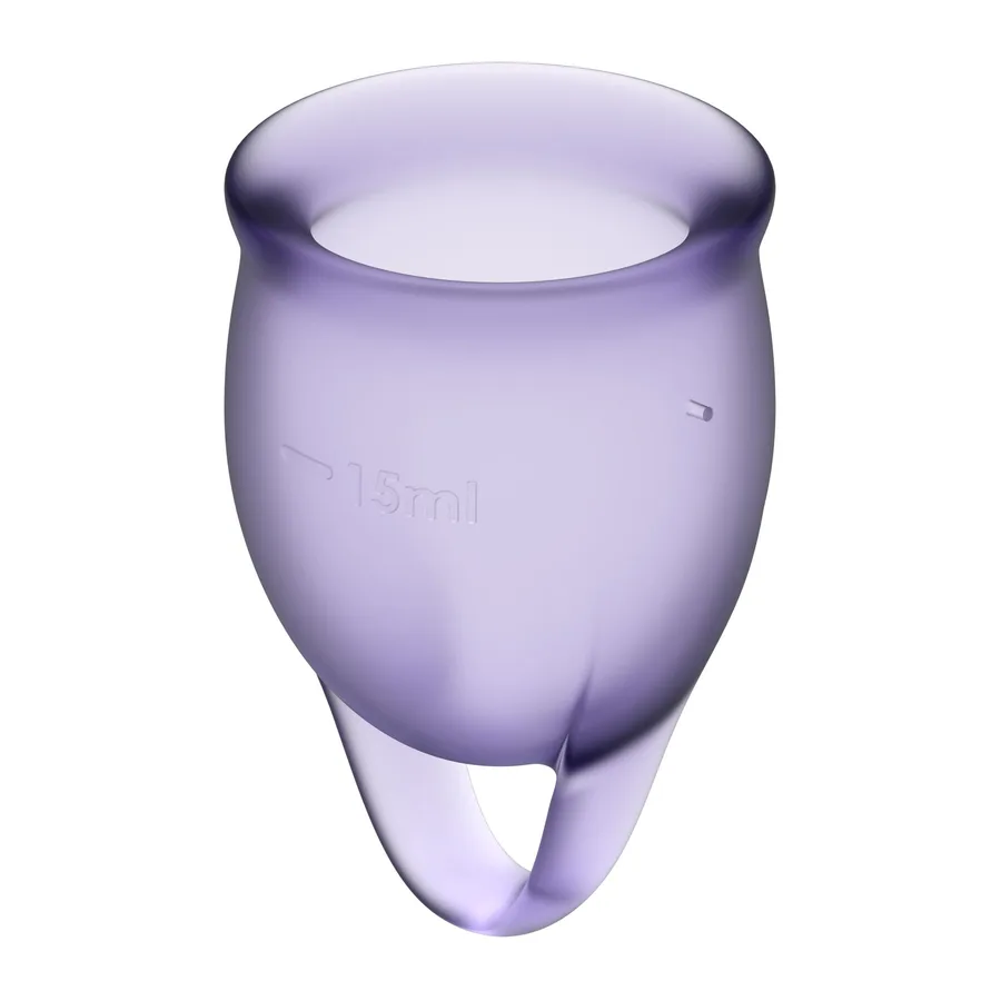 Набір менструальних чаш Satisfyer Feel Confident (lila), 15мл та 20мл, мішечок для зберігання