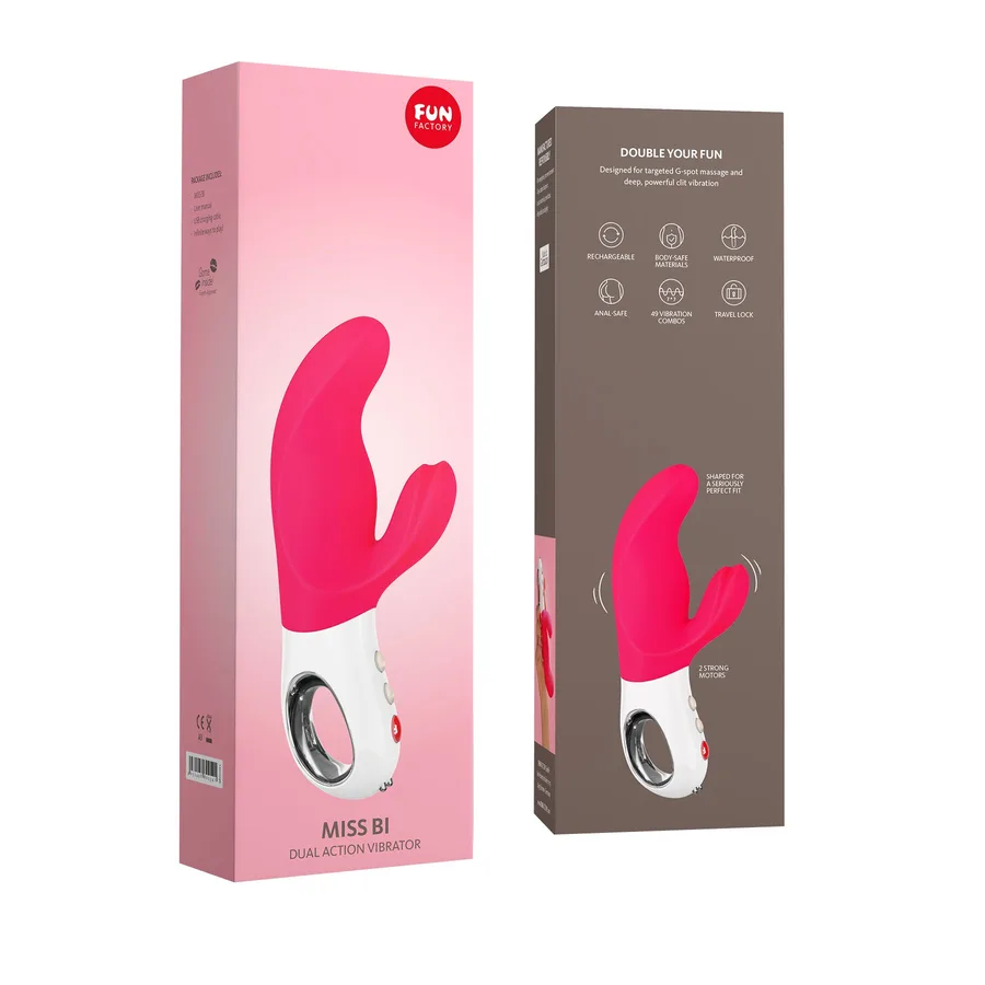 Вібратор-кролик Fun Factory MISS BI pink/white, 2 незалежні мотори, діаметр 4,2 см