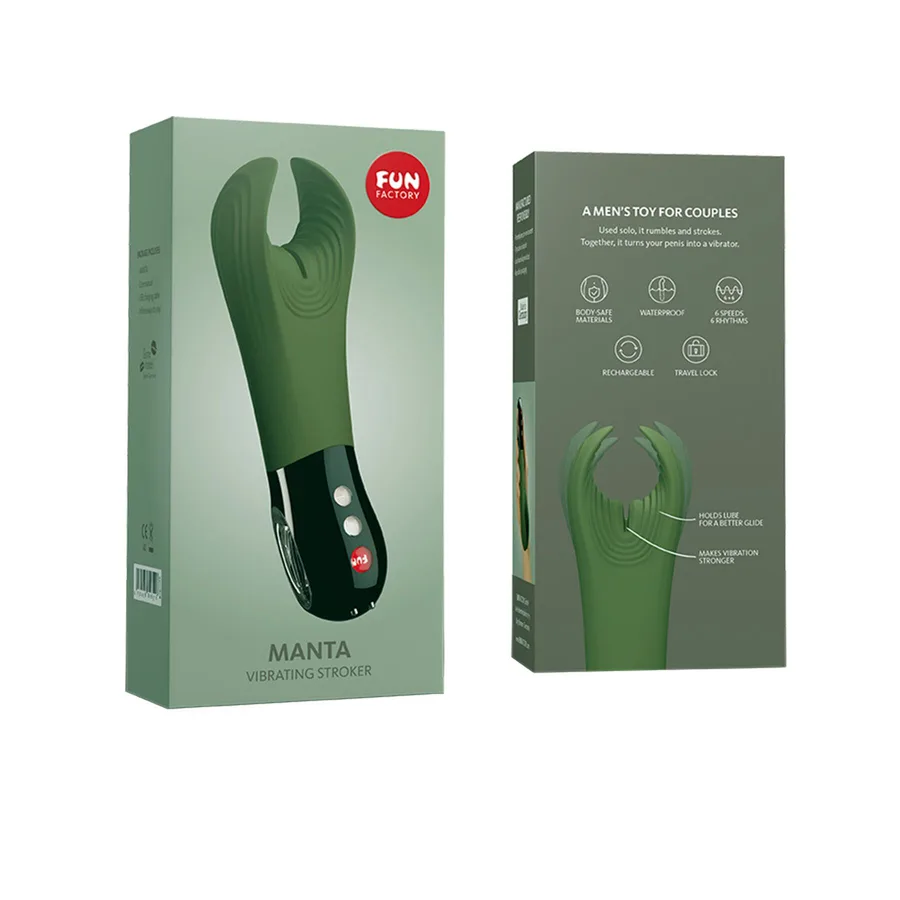 Вибратор для пениса Fun Factory MANTA moss green/black, подходит для парных игр